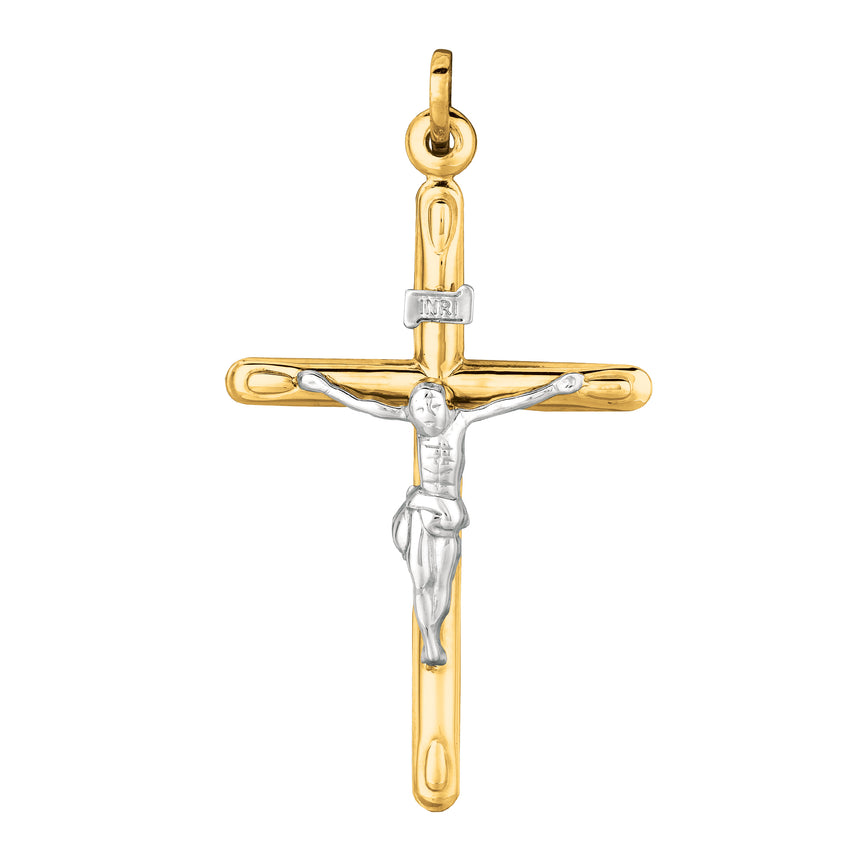 14K Gold Large Crucifix Cross-Two-tone