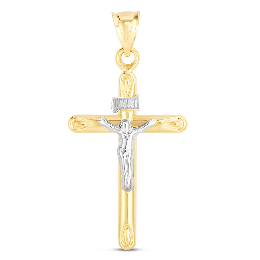 14K Gold Medium Crucifix Cross-Two-tone