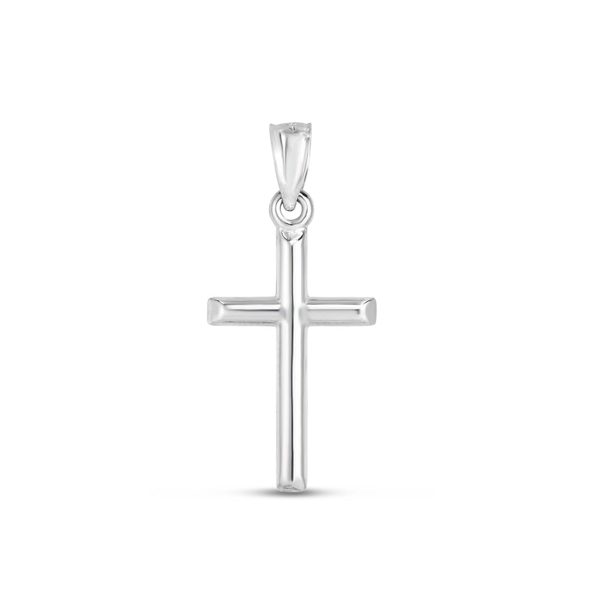 14K Gold Petite Cross-White