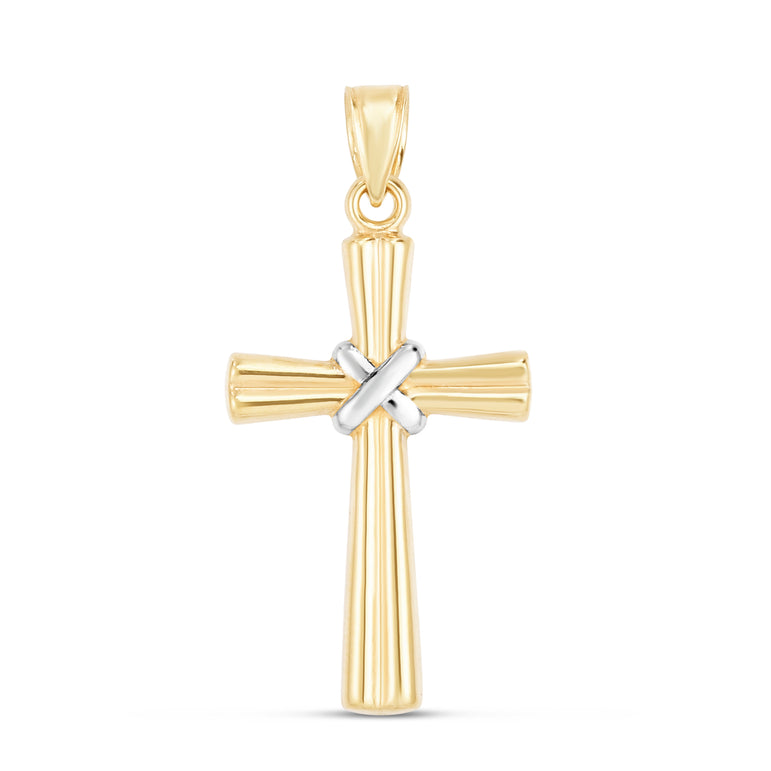 14K Gold X Detail Cross-Yellow