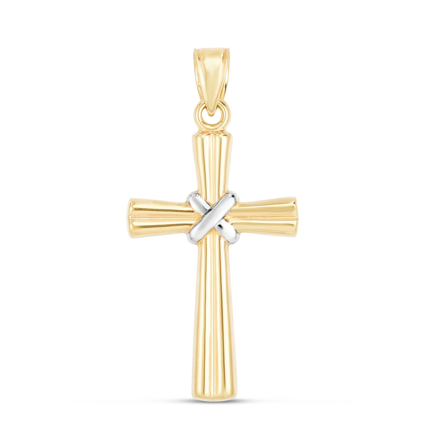 14K Gold X Detail Cross-Yellow