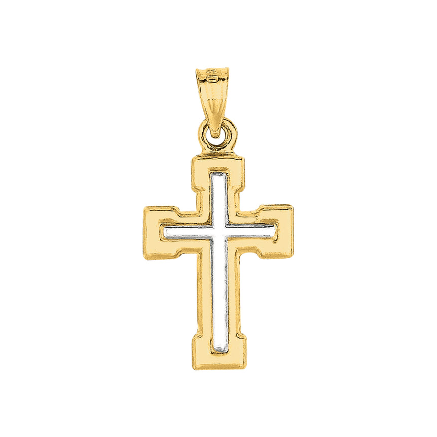 14K Yellow & White Gold Cross-Yellow