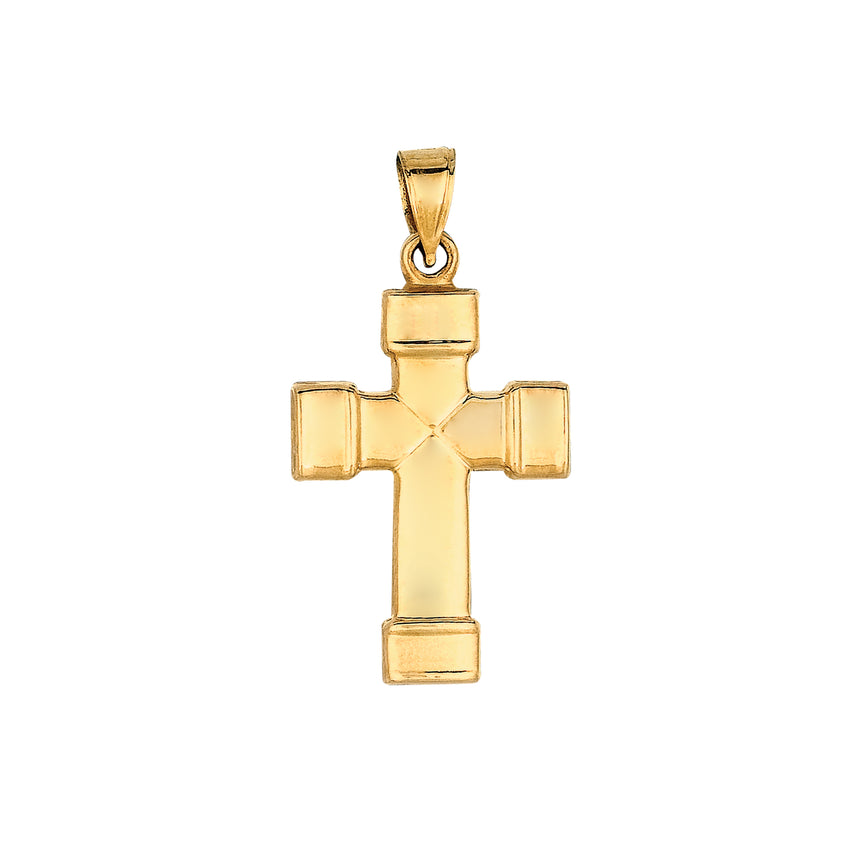 14K Gold Puffy Cross-Yellow