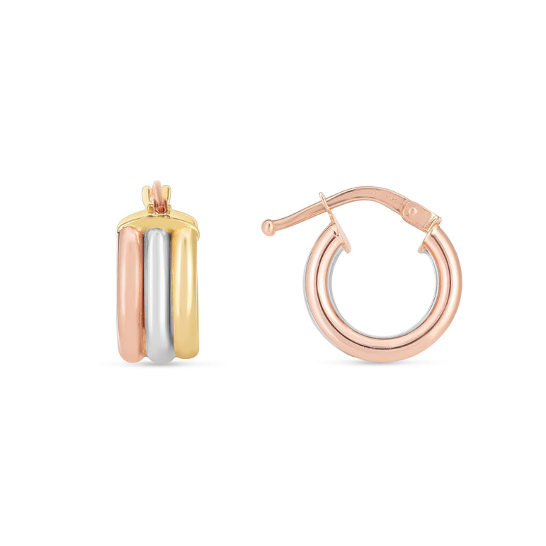 14K Trilogy Hoops-Tri-color | Hinged
