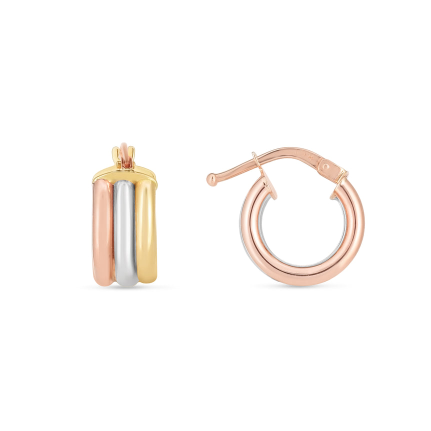 14K Trilogy Hoops-Tri-color | Hinged