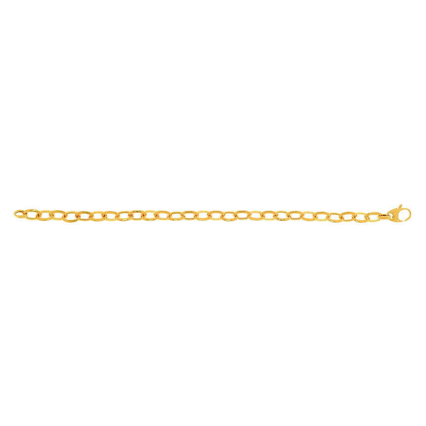 14K Gold Polished Mini Oval Link Chain-Yellow | Lobster