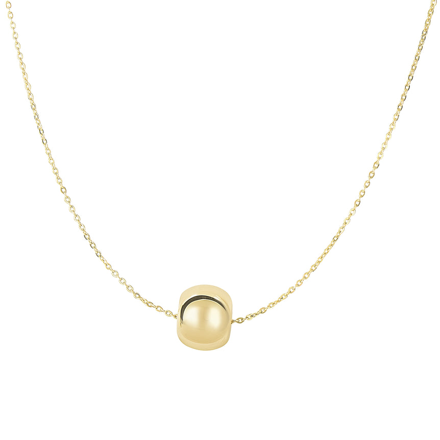 14K Gold Polished Rondel Necklace-Yellow | Lobster