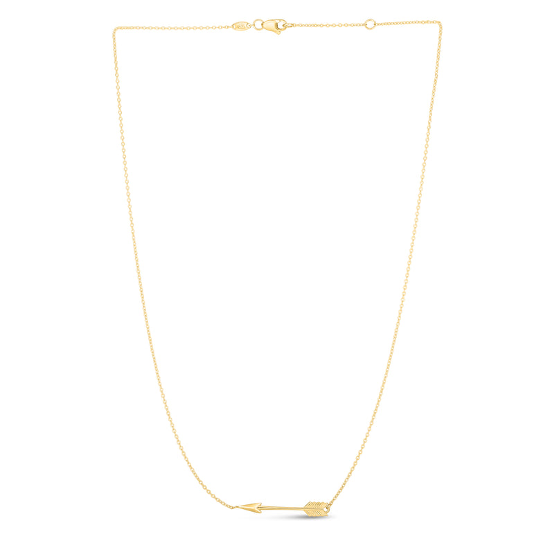 14K Gold Arrow Necklace-Yellow | Lobster