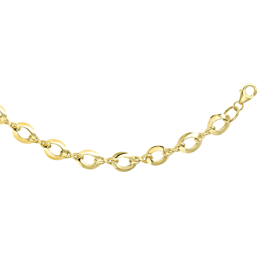 14K Gold Polished Oval Link Chain-Yellow | Lobster