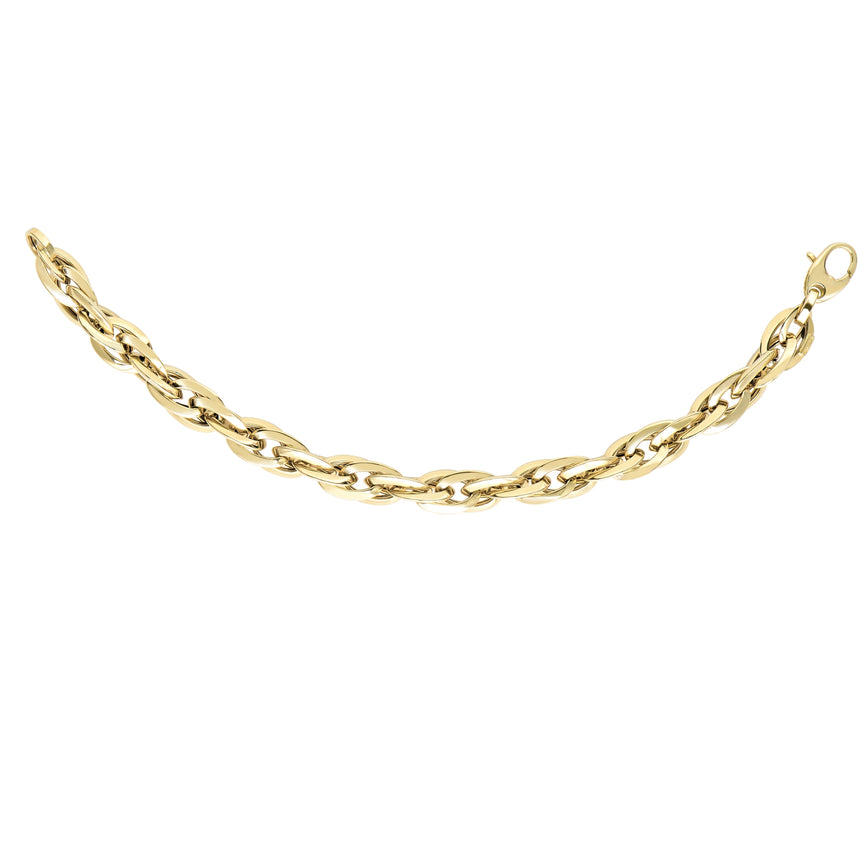 14K Gold Polished Graduated Double Oval Link Chain-Yellow | Lobster