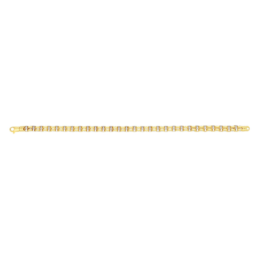 14K Gold Fancy Double Anchor Link -Two-tone | Lobster