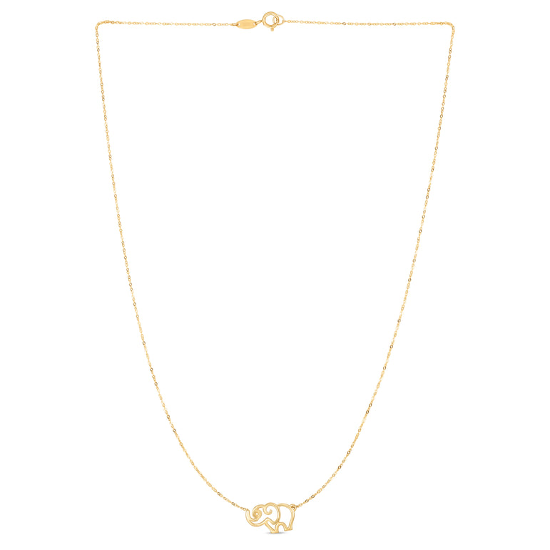 14K Gold Elephant Necklace-Yellow | Spring Ring