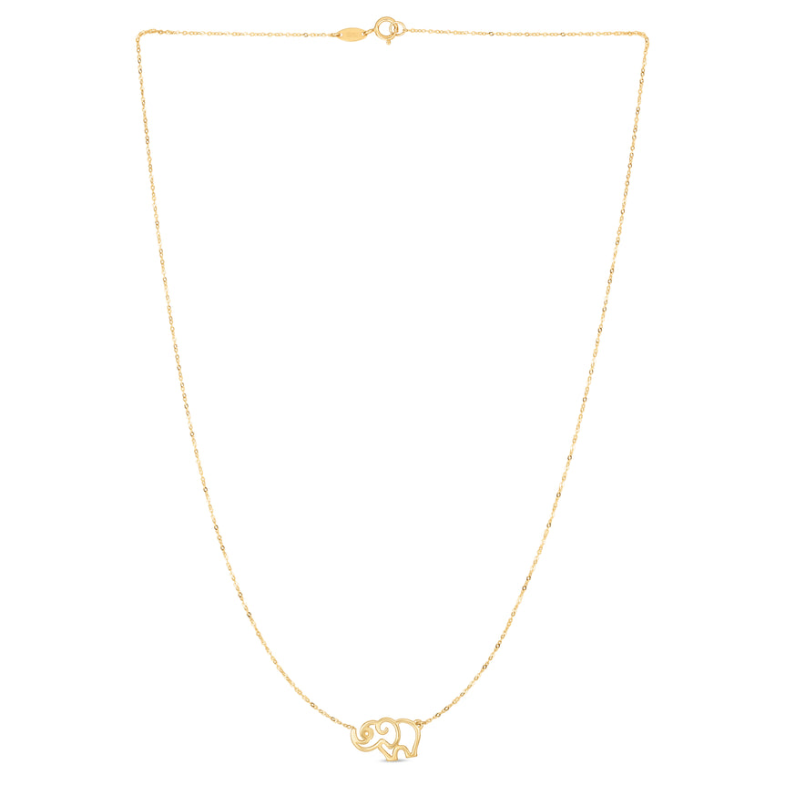 14K Gold Elephant Necklace-Yellow | Spring Ring