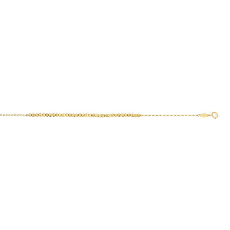 14K Yellow Gold Diamond Cut Bead Bracelet-Yellow | Spring Ring