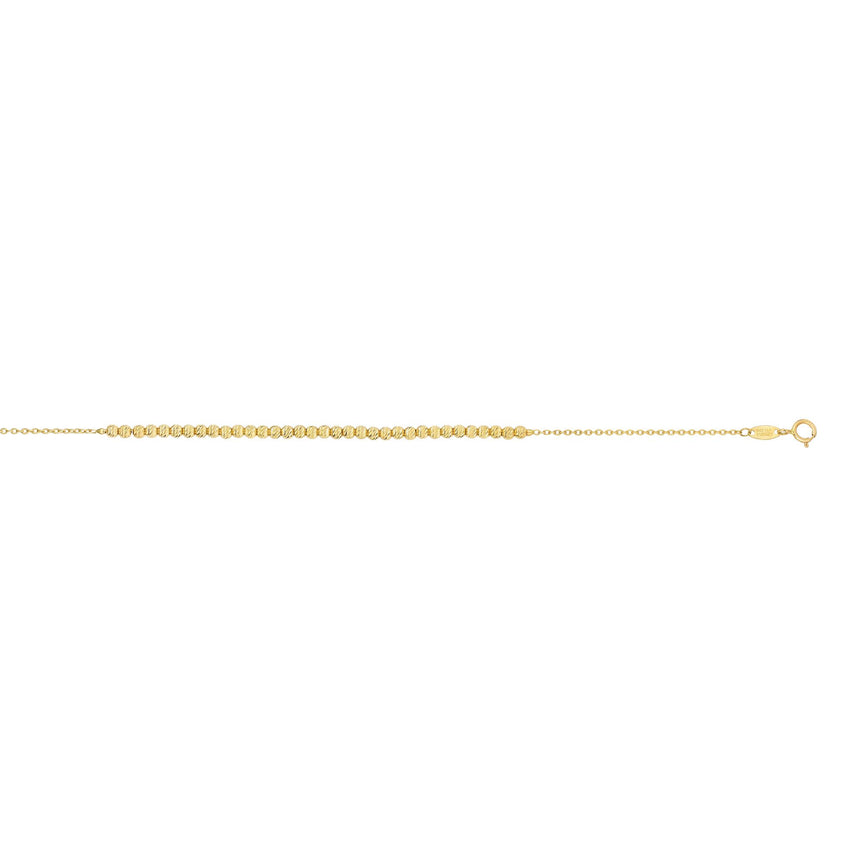14K Yellow Gold Diamond Cut Bead Bracelet-Yellow | Spring Ring