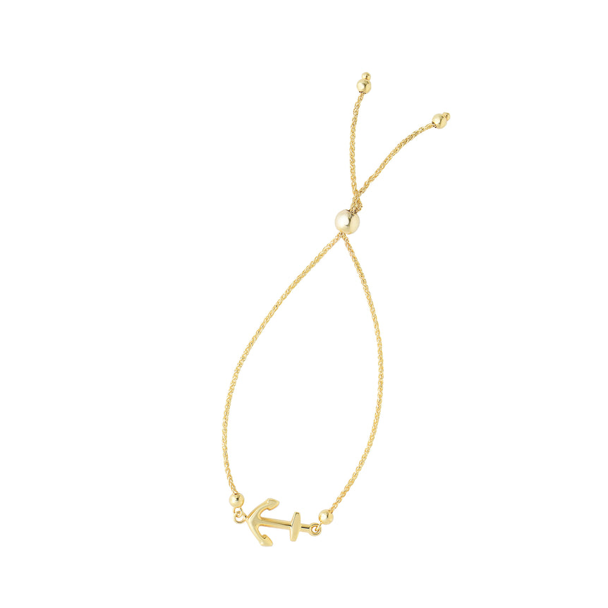 14K Gold Anchor Friendship Bracelet-Yellow | Draw String