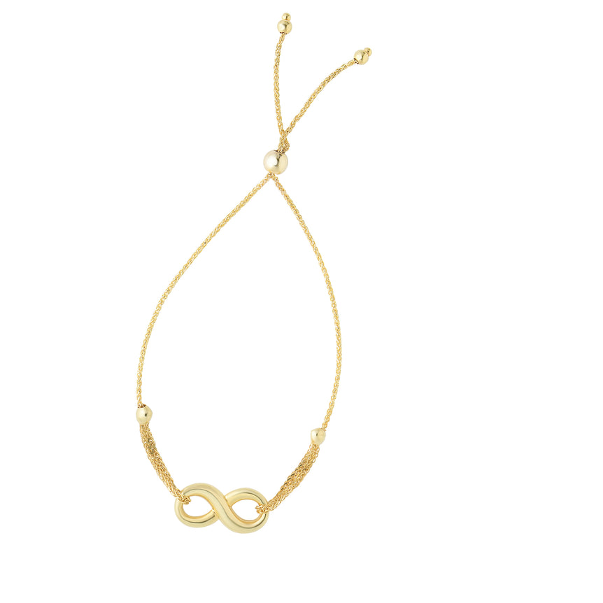 14K Gold Infinity Friendship Bracelet-Yellow | Draw String