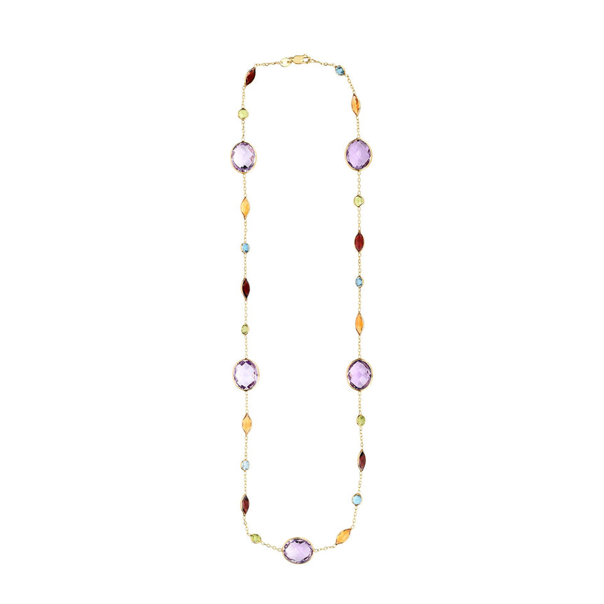14K Gold Semi-Precious Necklace-Yellow | Lobster