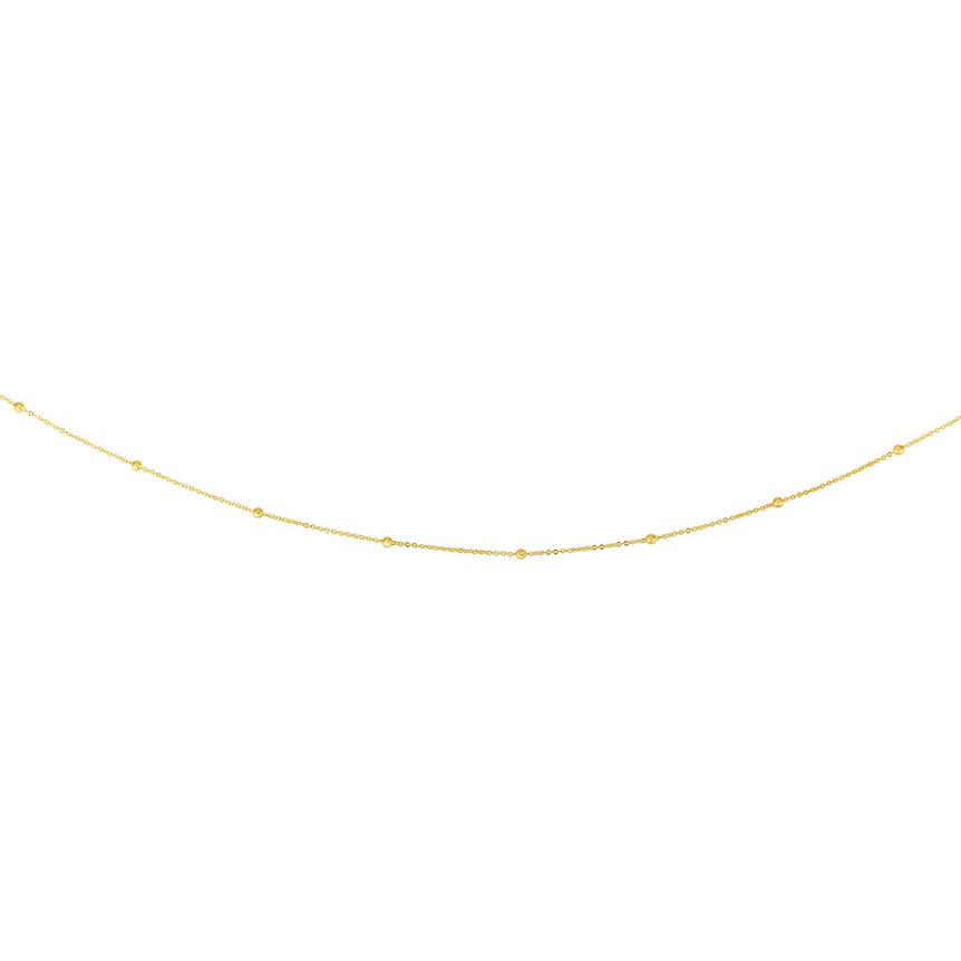 14K Gold 1.8mm Polished Bead Saturn Chain-Yellow | Spring Ring