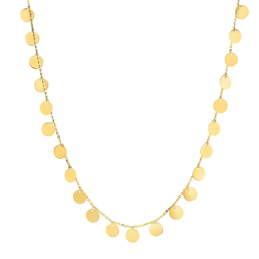 14K Gold Multi-Strand Bead Station Choker-Yellow | Lobster
