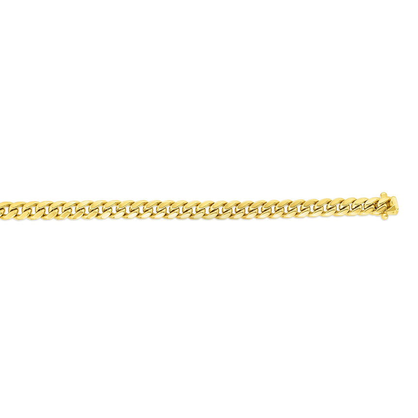 14K Gold 8" 5mm Semi-Solid Miami Cuban Chain -Yellow | Box with Figure 8