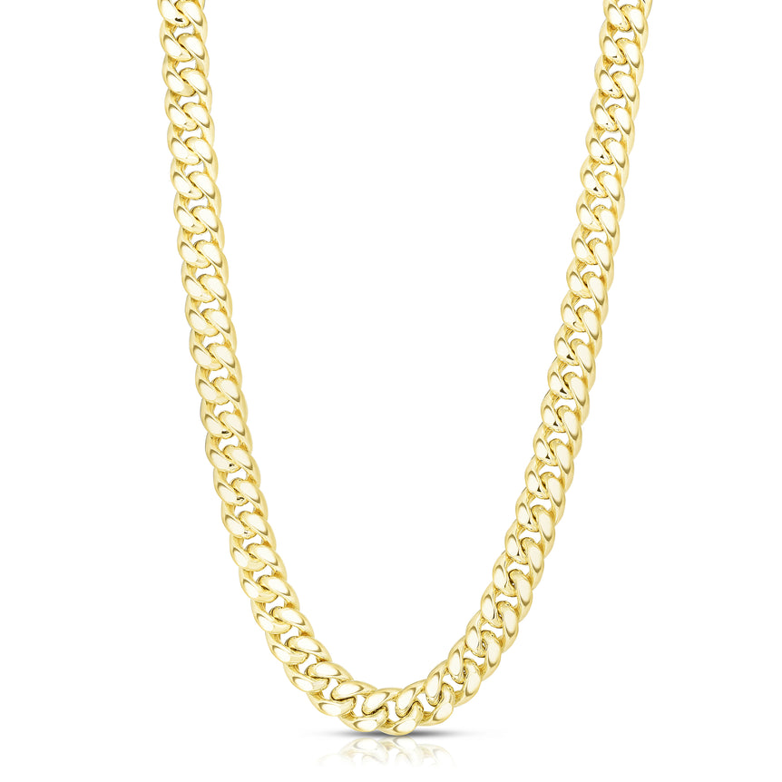14K Gold 11.1mm Semi-Solid Classic Miami Cuban-Yellow | Box with Figure 8