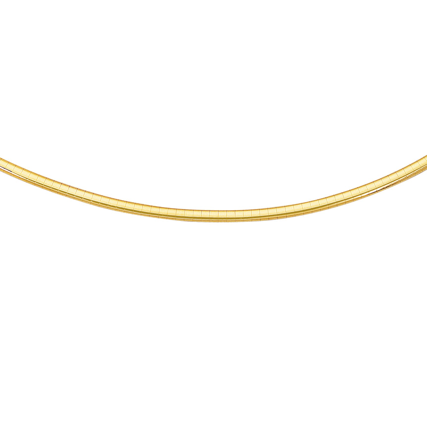 14K Gold 18" 3mm Classic Omega -Yellow | Box with Figure 8