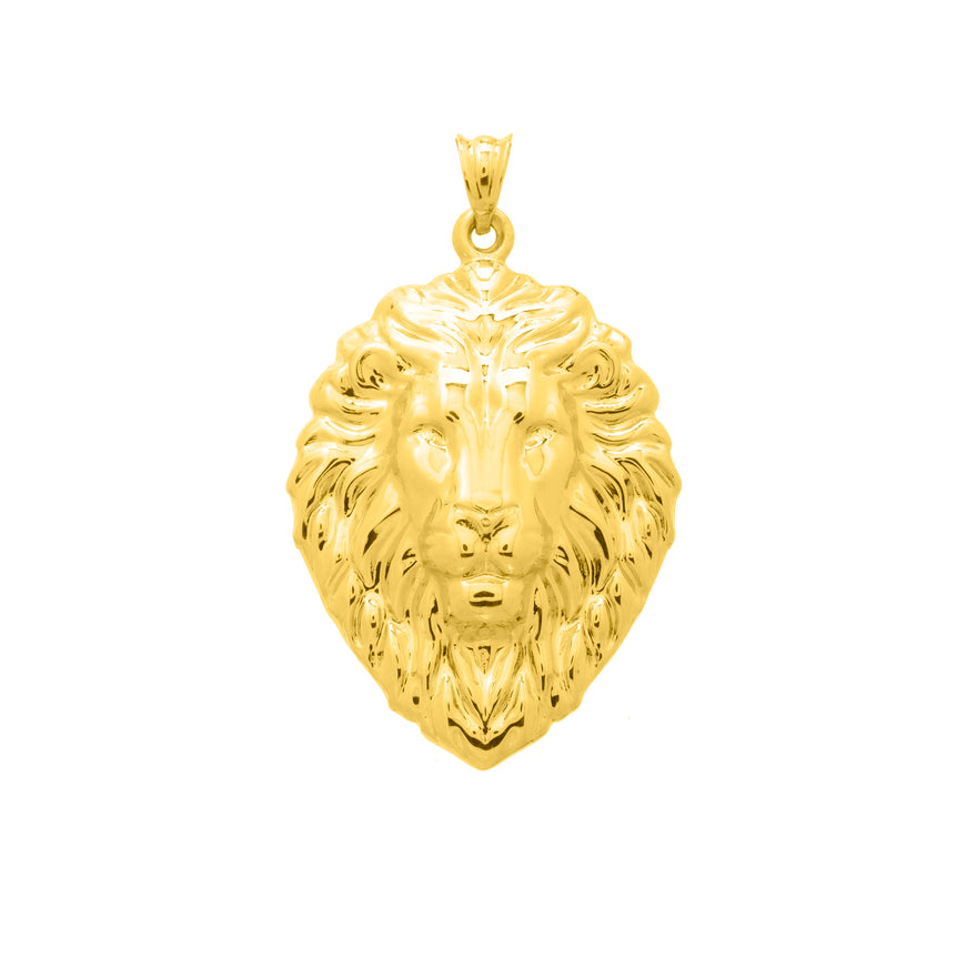 14K Gold Lion Head Pendant-Yellow