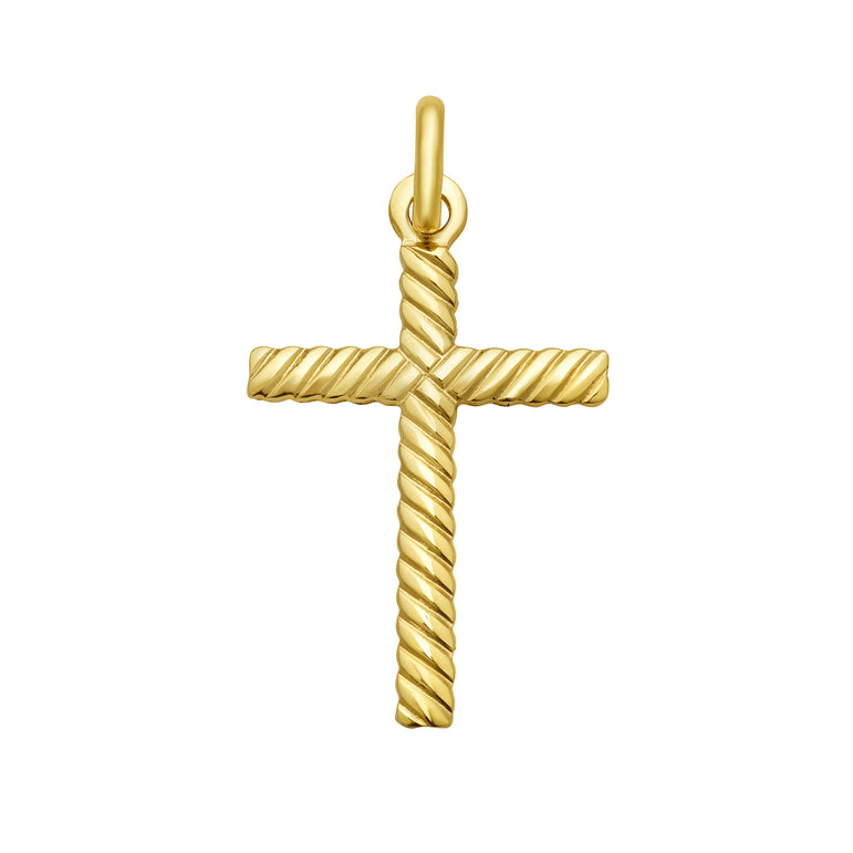 14K Cable Cross Pendant-Yellow