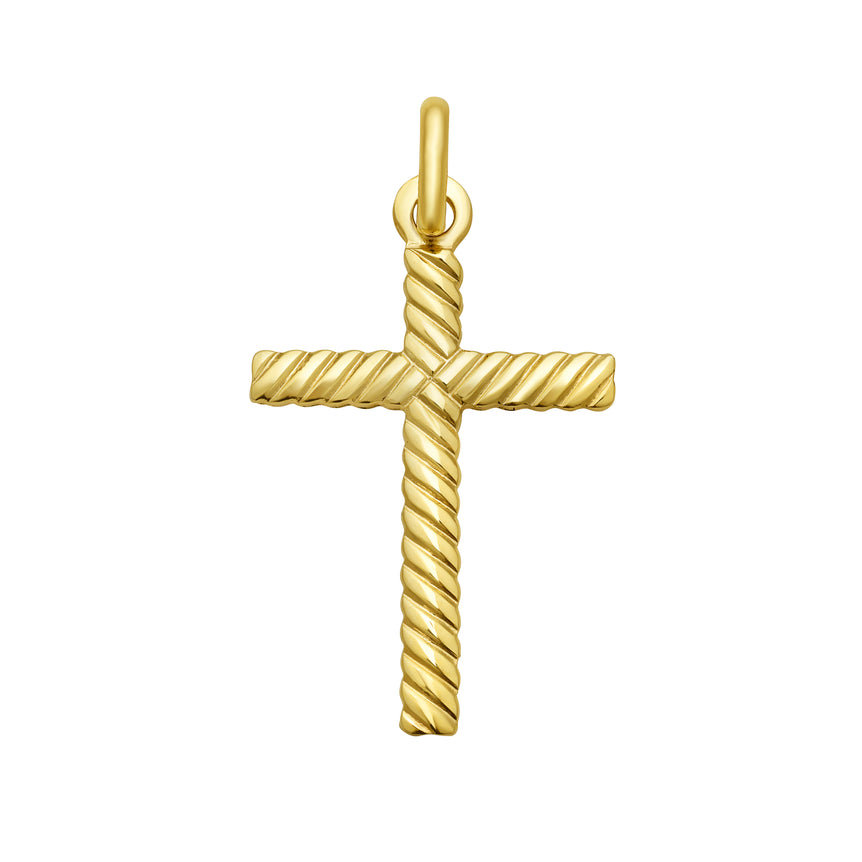 14K Cable Cross Pendant-Yellow