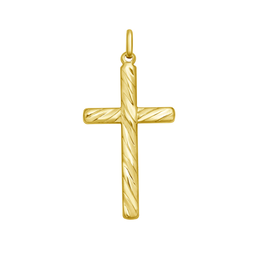 14K Swirl Cross Pendant-Yellow