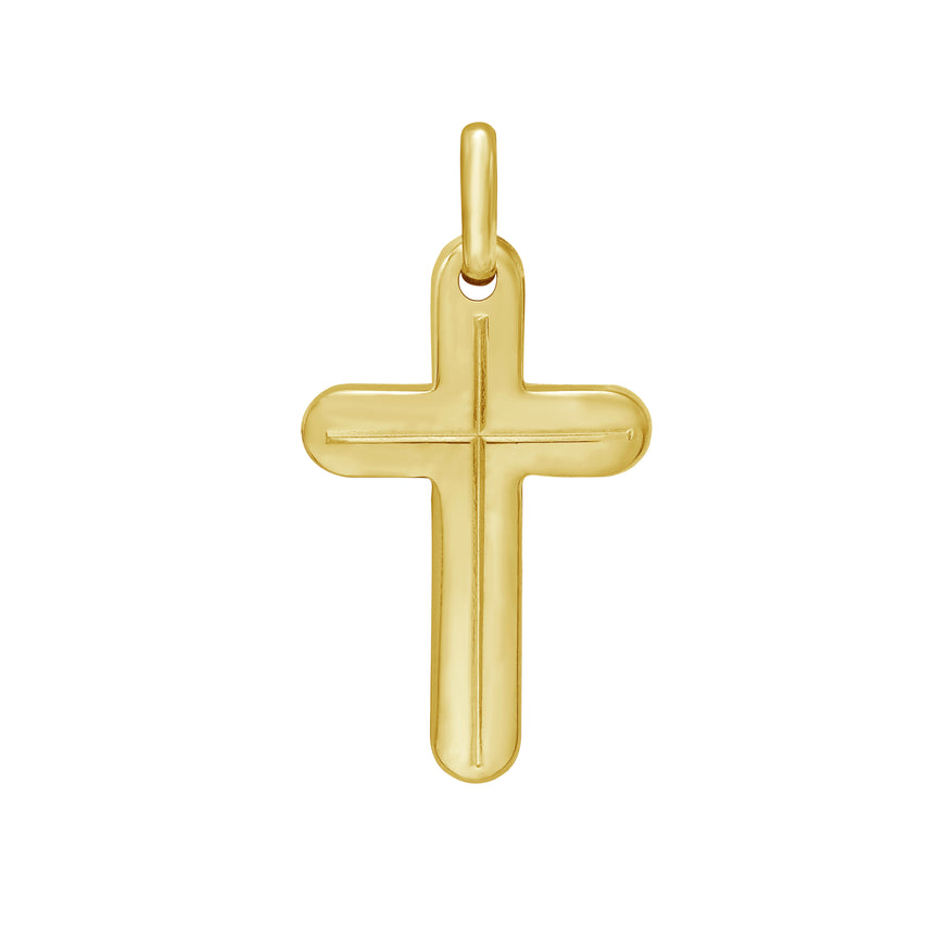 14K Etched Cross Pendant-Yellow