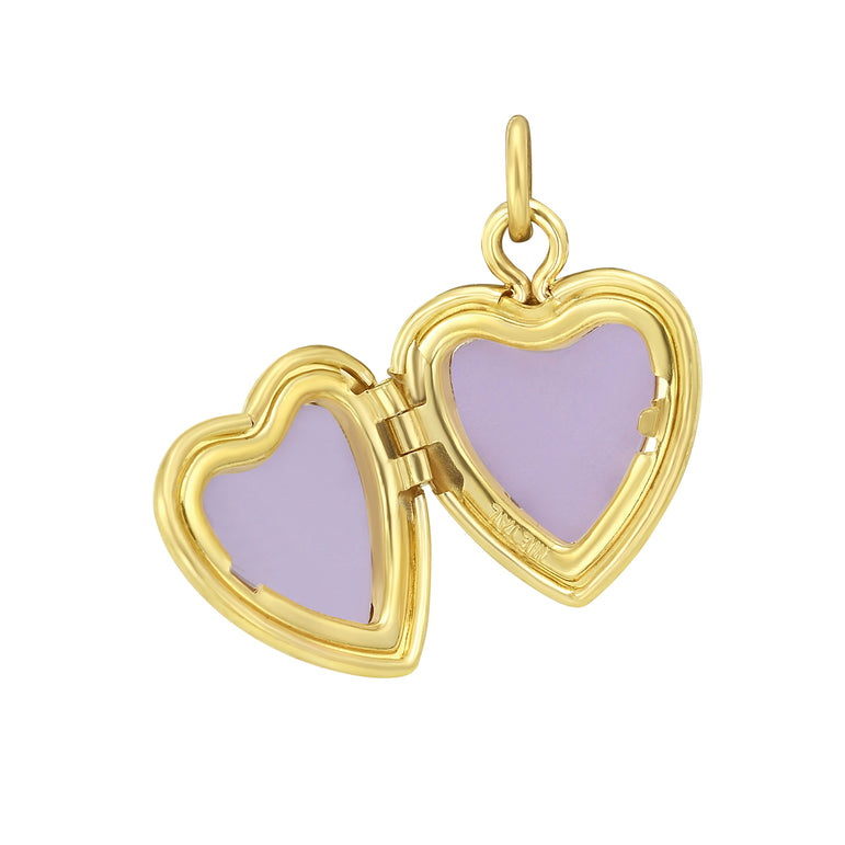 14K Gold Heart Locket Pendant-Yellow