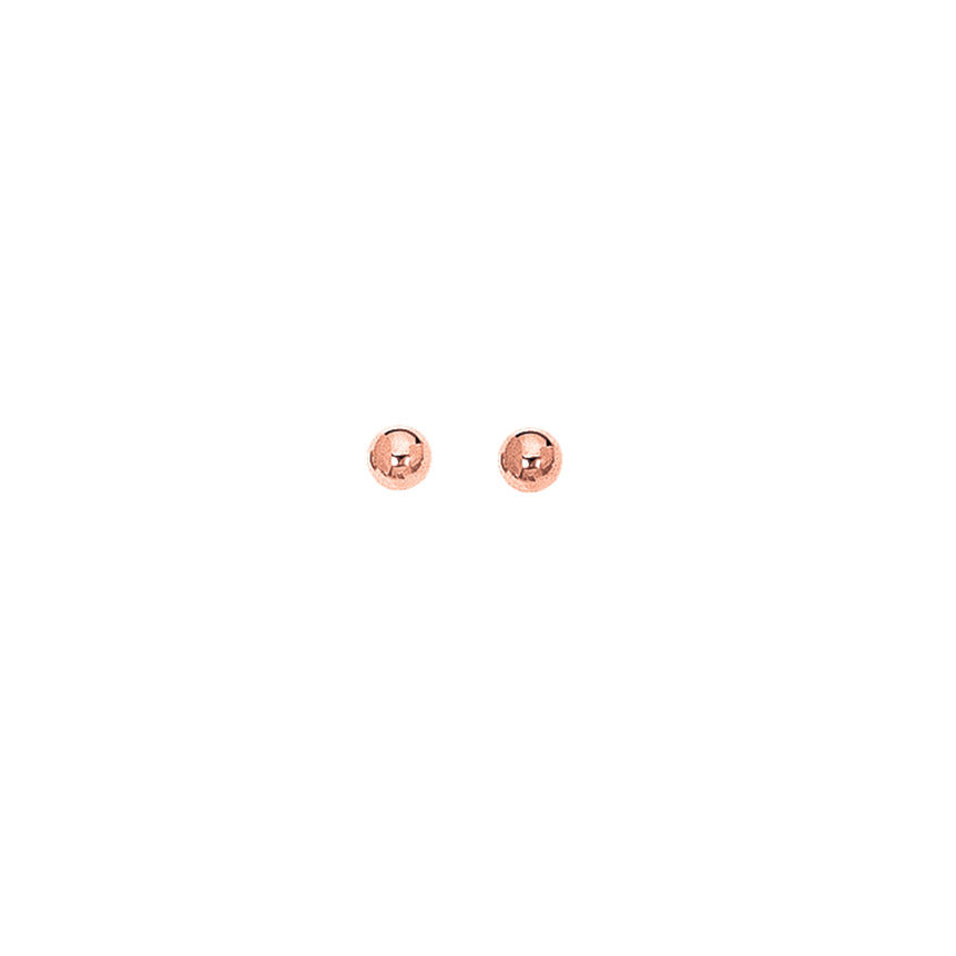 14K Gold Polished 5mm Post Earring-Rose | Push Back