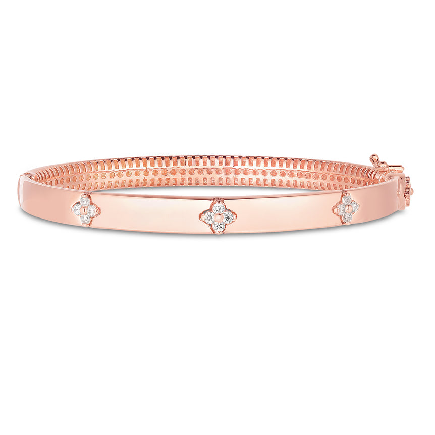 14K Trilogy Diamond Bangle-Rose | Push in with Figure 8