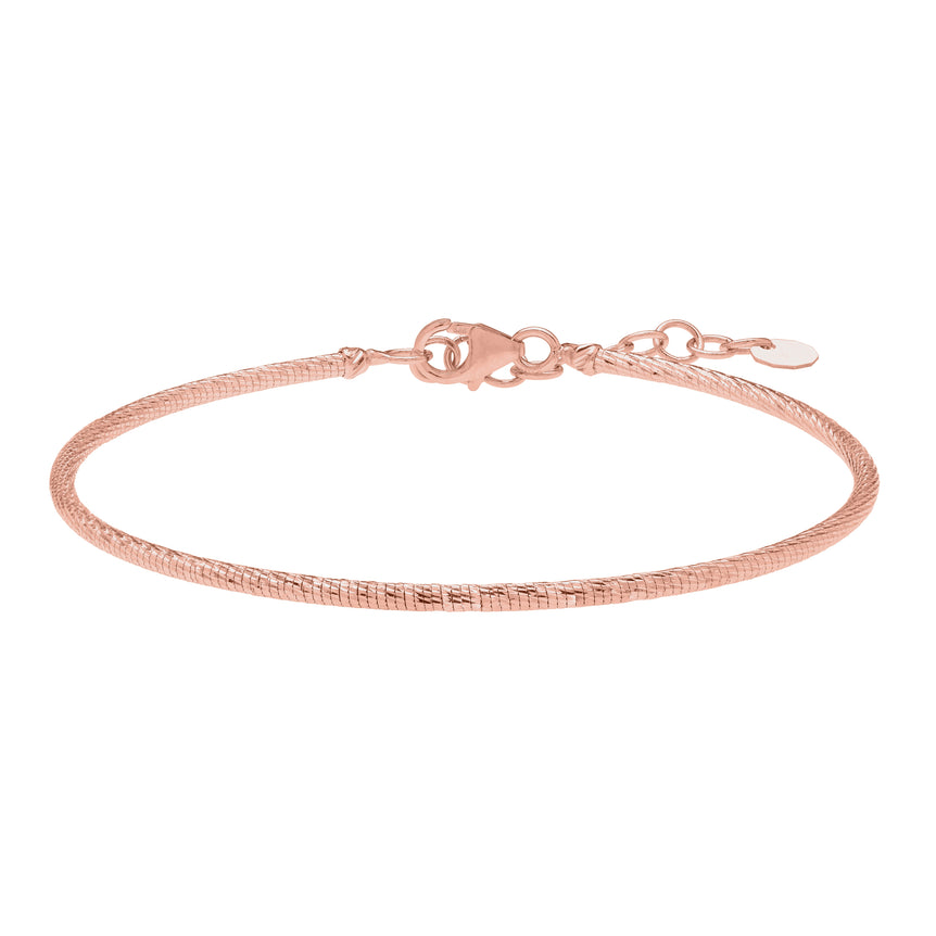 14K Diamond Cut Stack Bangle-Rose | Pear Shaped Lobster