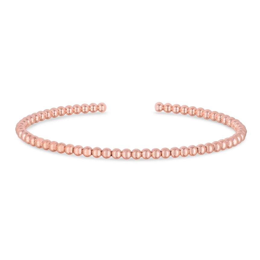 14K Gold 2mm Bead Cuff-Rose
