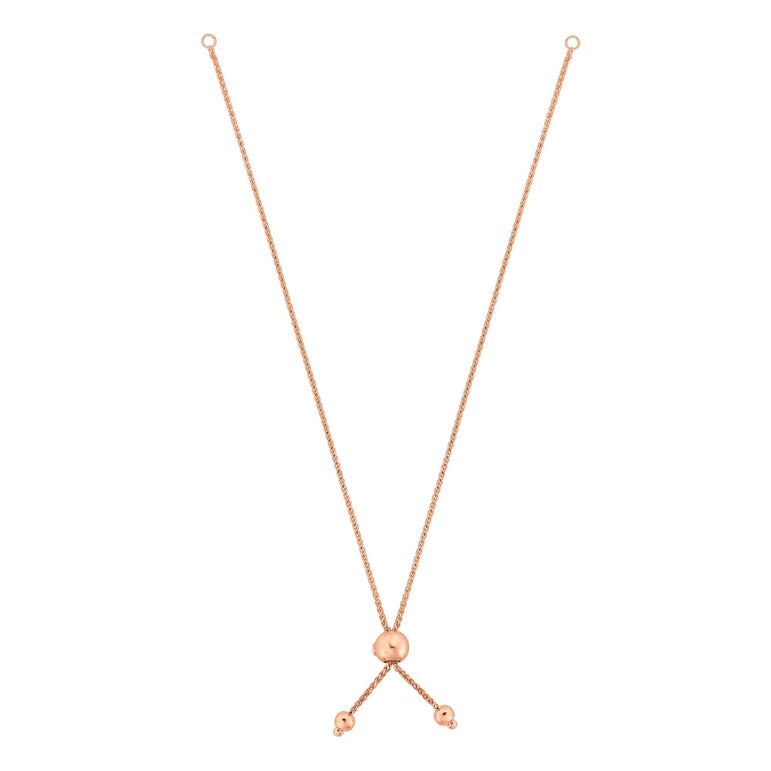 14K Gold Round Wheat Chain with Ball Slide Friendship Bracelet-Rose | Draw String