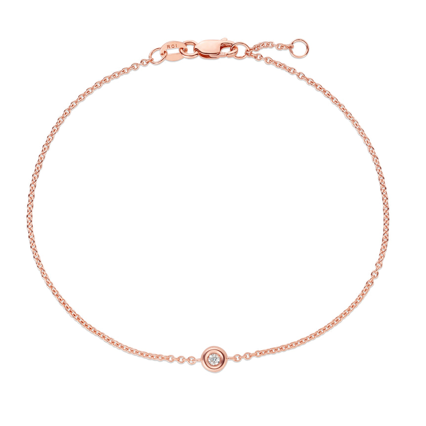 14K Gold Solo Diamond Bracelets-Rose | Lobster