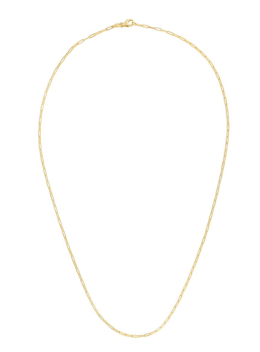 14K Gold 1.5mm Paperclip Chain-Yellow | Pear Shaped Lobster