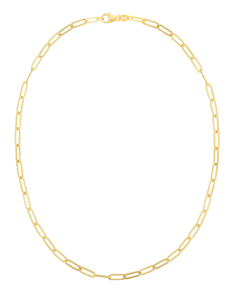 14K 4mm Paperclip Chain-Yellow | Pear Shaped Lobster