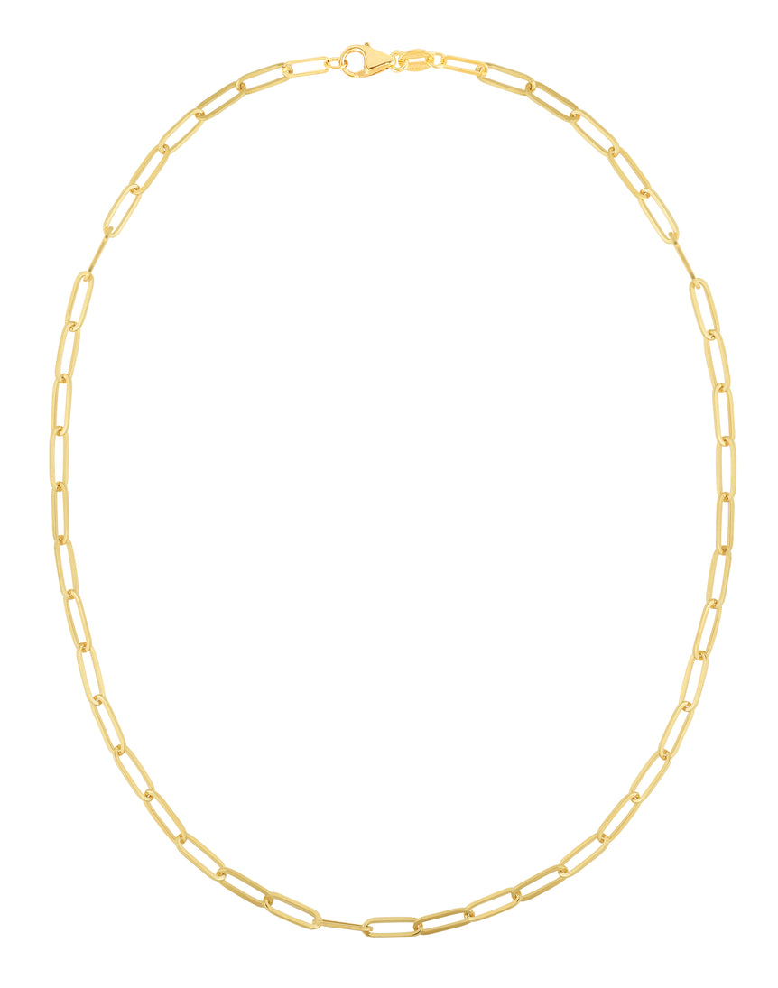 14K 4mm Paperclip Chain-Yellow | Pear Shaped Lobster