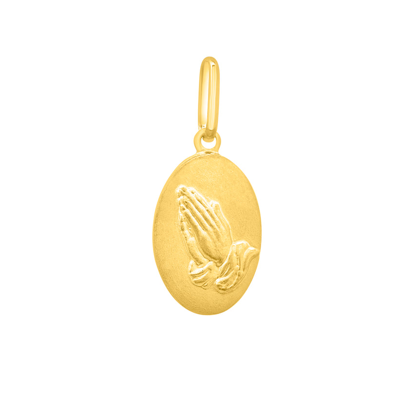 14K Gold Praying Hands Pendant-Yellow