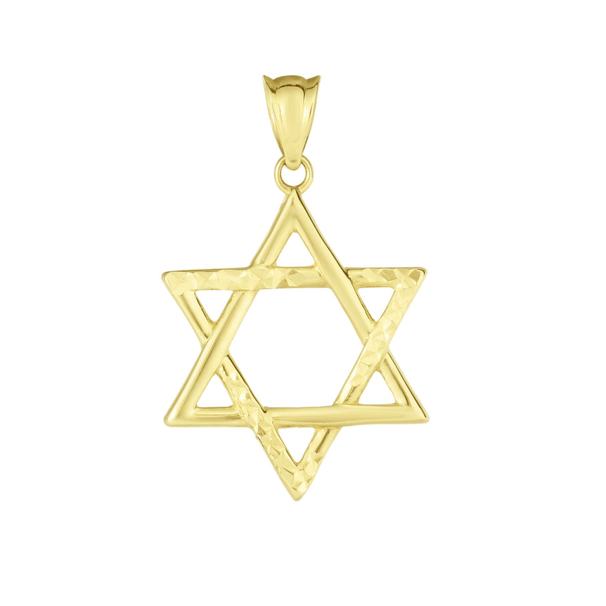 14K Gold Polished & Diamond Cut Star of David-Yellow