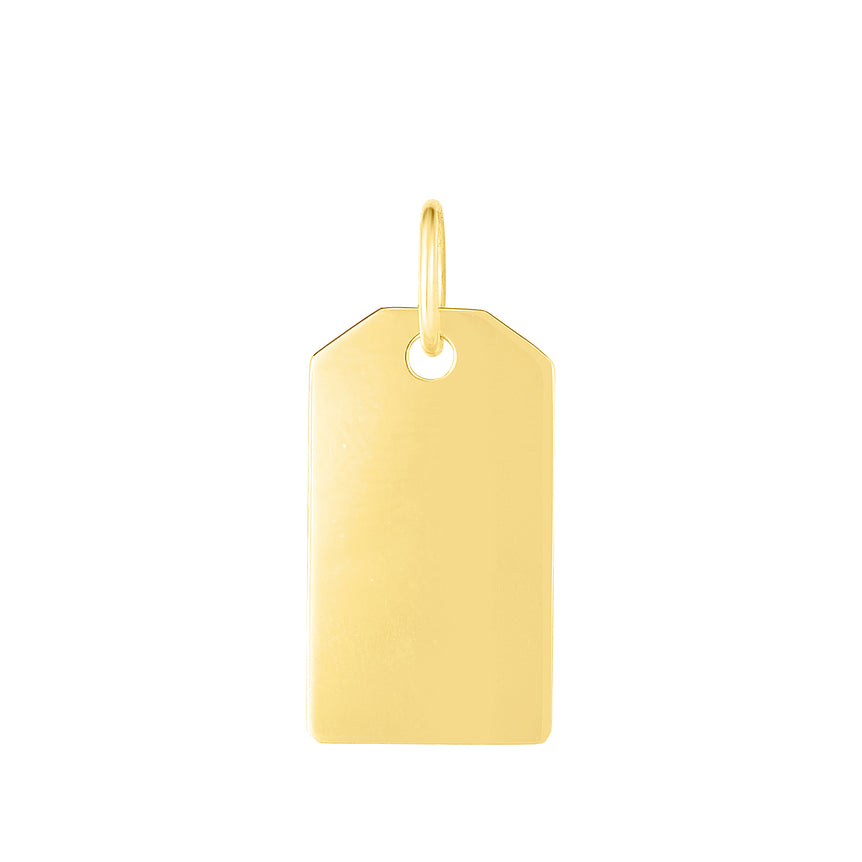 14K Gold Dog Tag Pendant-Yellow