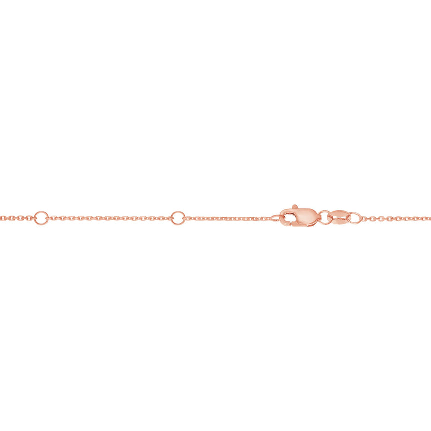 14K Gold 0.87mm Double Extendable Diamond Cut Cable Chain-Rose | Lobster