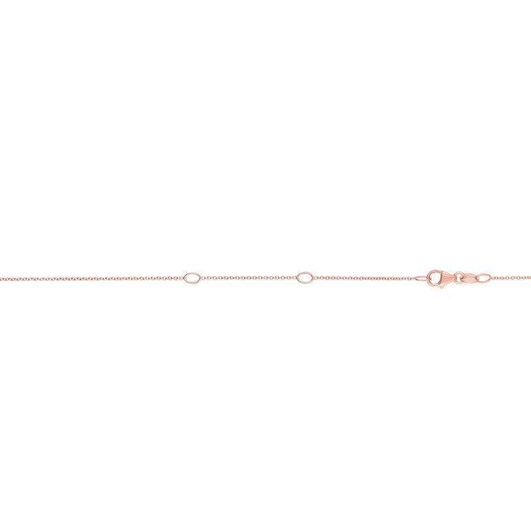14K Gold 0.85mm Double Extendable Cable Chain-Rose | Pear Shaped Lobster