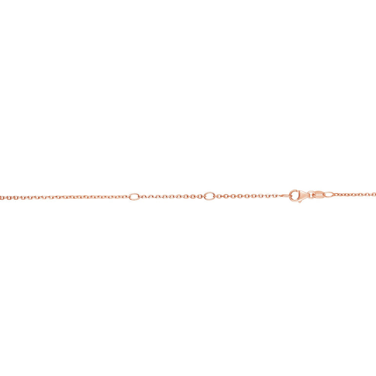 14K Gold 1.2mm Double Extendable Cable Chain -Rose | Pear Shaped Lobster
