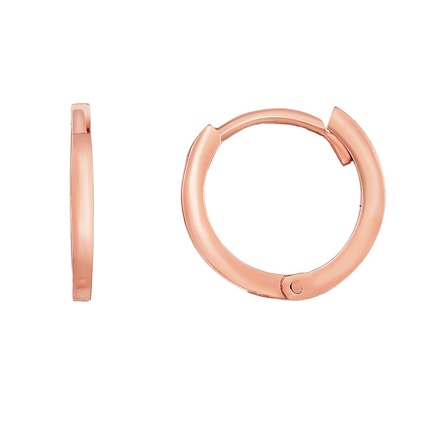 14K Gold Thin Polished Huggie Earring-Rose | Snap