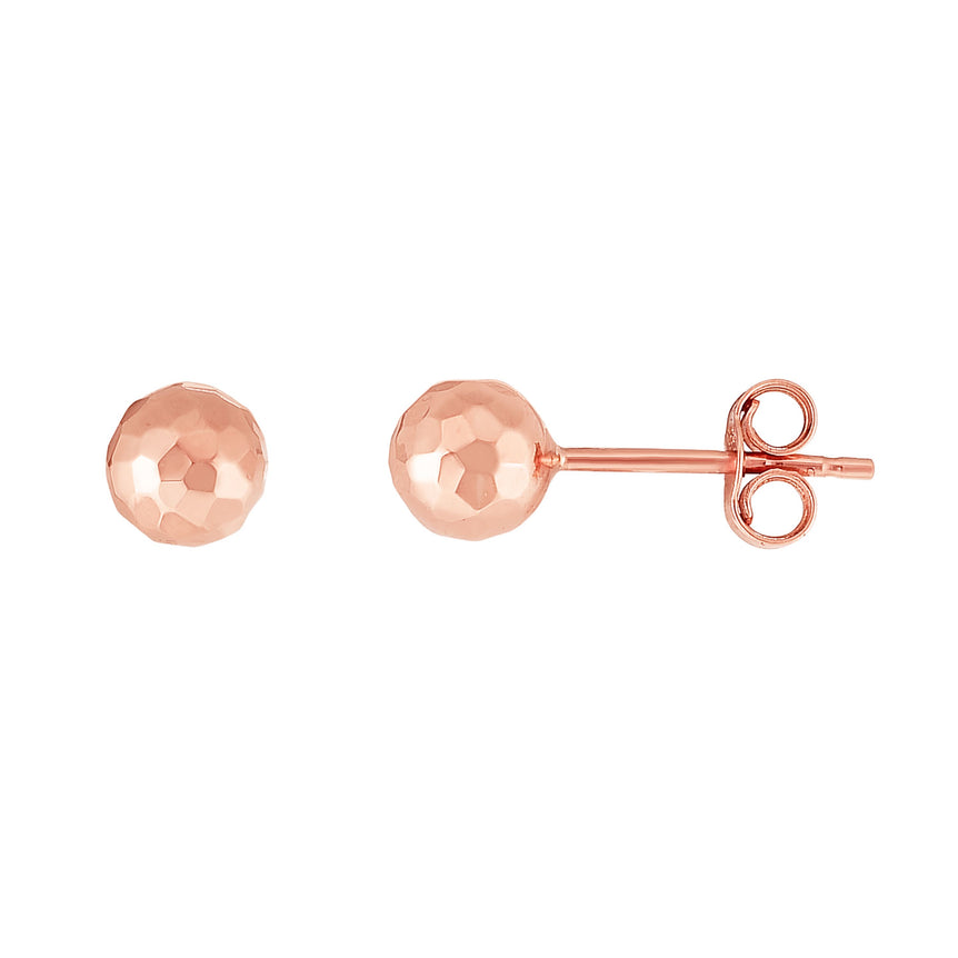 14K Gold 5mm Faceted Post Earring-Rose | Push Back